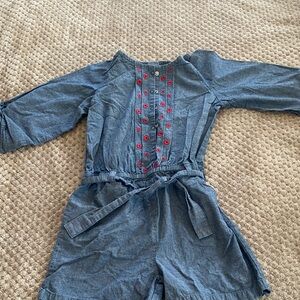Stylish Kids Denim Romper with Red Accents